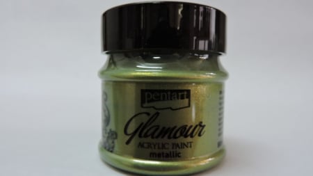 HOBBY: Vopsele Lacuri Solutii - Vopsea acrilica metalizata Glamour- 50 ml- aur verde