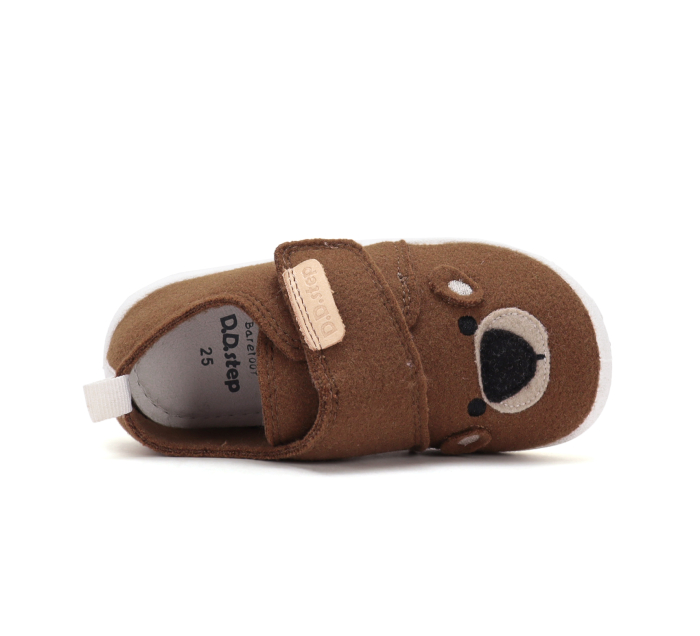 Pantofi de interior barefoot D.D.Step maro cu ursuleț pentru băieți, cod C086-62686 [5]