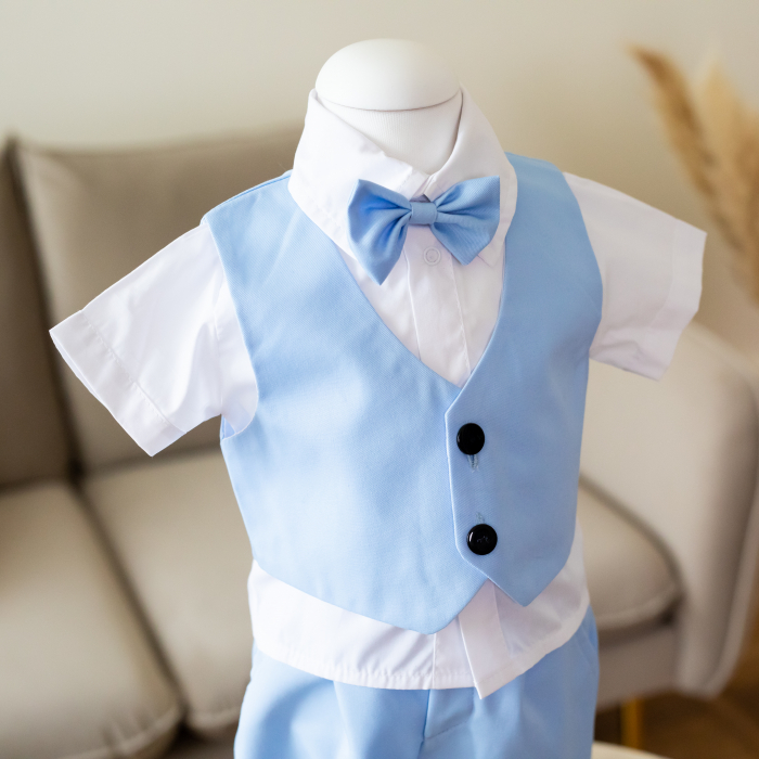Costum Botez Baieti, Tudor Bleu cu Pantaloni Scurti, TinTin Shop [2]