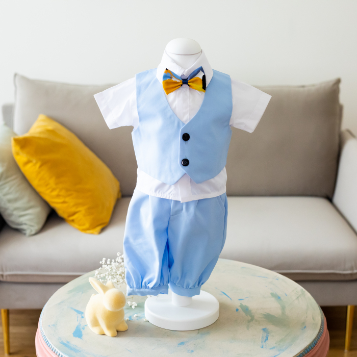 Costum Botez Baieti, Tudor Bleu cu Pantaloni Scurti, TinTin Shop [3]