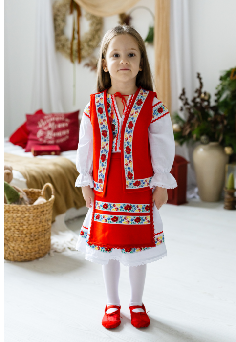 Costum  rosu traditional pentru fetite TinTin Shop [5]