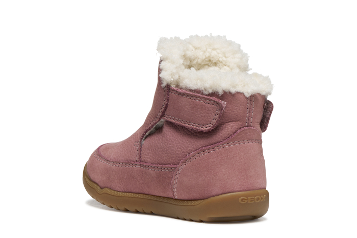 Ghete îmblănite Geox Primii  Macchia B664PC-00033-C8006 din piele naturală roz închis [5]