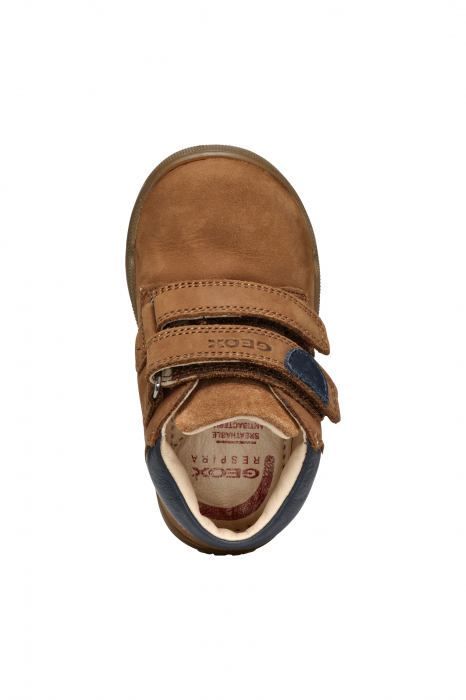 Ghete copii mici Geox Macchia Baby navy velcro piele naturală respirabili b164nc 03285 c6627, Whisky [5]