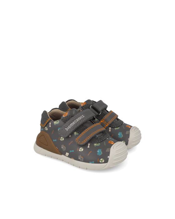 Pantofi gri-antracit Biomecanics cu dinozauri, cod 261129-B213 [3]