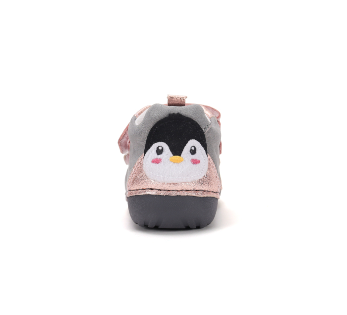 Pantofi gri D.D.Step pentru primii pași fete, cu detalii roz și pinguin, S015-62120F [2]