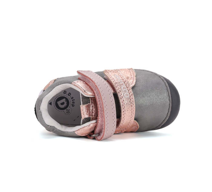 Pantofi gri D.D.Step pentru primii pași fete, cu detalii roz și pinguin, S015-62120F [4]