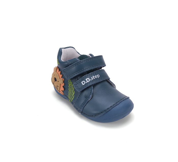 Pantofi albaștri D.D.Step piele naturala flexibili pentru primii pași băieți cu arici S015-62748 [8]