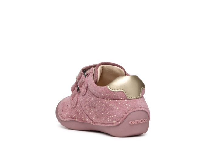 Pantofi Geox Tutim fete roz-platină din piele pentru primii pași B9440B 007NF C8233 [7]