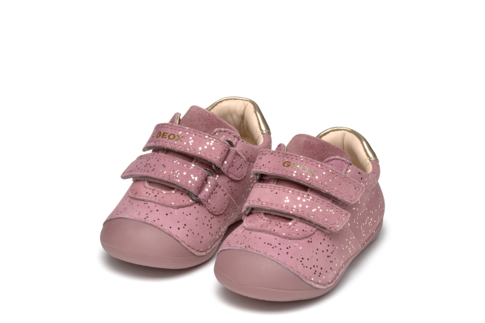 Pantofi Geox Tutim fete roz-platină din piele pentru primii pași B9440B 007NF C8233 [4]
