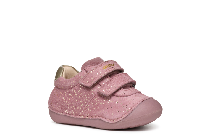 Pantofi Geox Tutim fete roz-platină din piele pentru primii pași B9440B 007NF C8233 [6]
