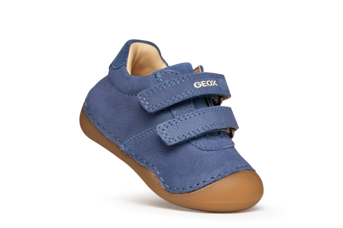 Pantofi Geox Tutim pentru băieți din piele naturală nubuc și suede albastru denim, cu vârf protejat, călcâi întărit, primii pasi branț detașabil și scai dublu, B9439A 03322 C4008 [8]