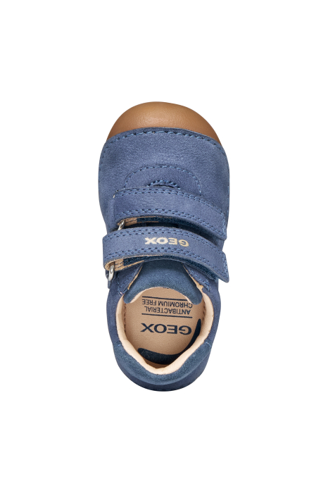 Pantofi Geox Tutim pentru băieți din piele naturală nubuc și suede albastru denim, cu vârf protejat, călcâi întărit, primii pasi branț detașabil și scai dublu, B9439A 03322 C4008 [9]