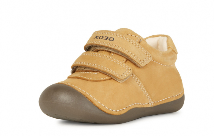 Pantofii copii mici Geox Tutim pentru baieti velcro piele naturală respirabili b164nc 03285 c6627, Whisky [1]