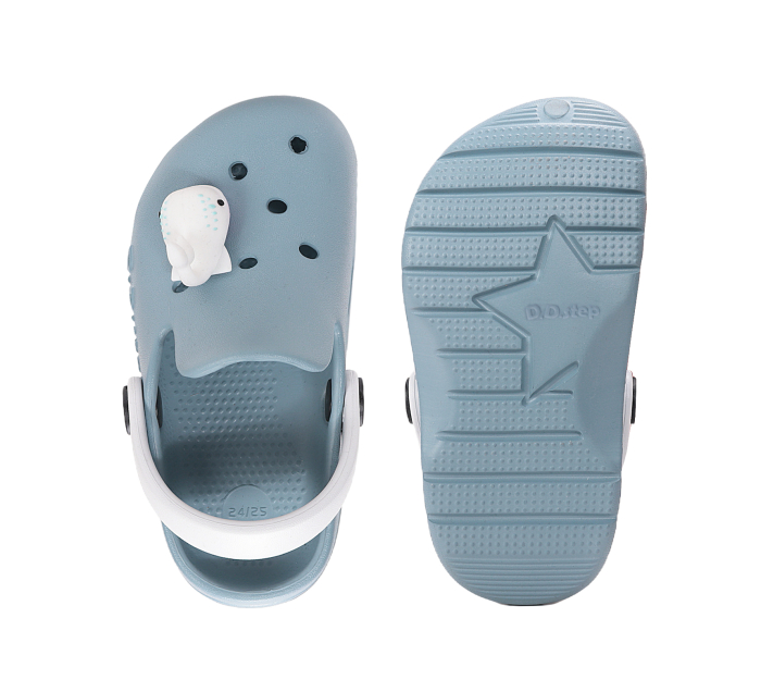 Papuci de plaja din cauciuc pentru baieti J109-61142 albastri cu balena  , stil crocsDD Step [8]