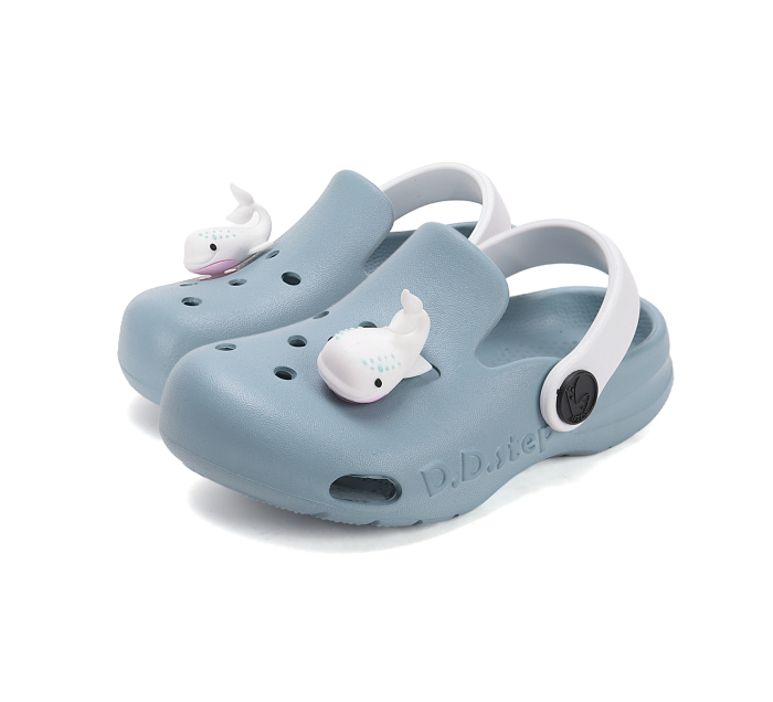 Papuci de plaja din cauciuc pentru baieti J109-61142 albastri cu balena  , stil crocsDD Step [5]