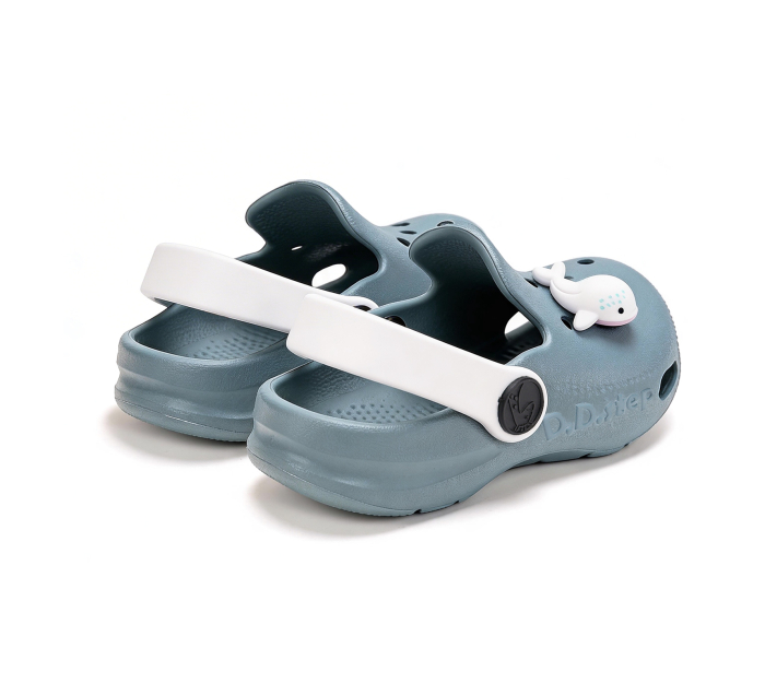 Papuci de plaja din cauciuc pentru baieti J109-61142 albastri cu balena  , stil crocsDD Step [6]