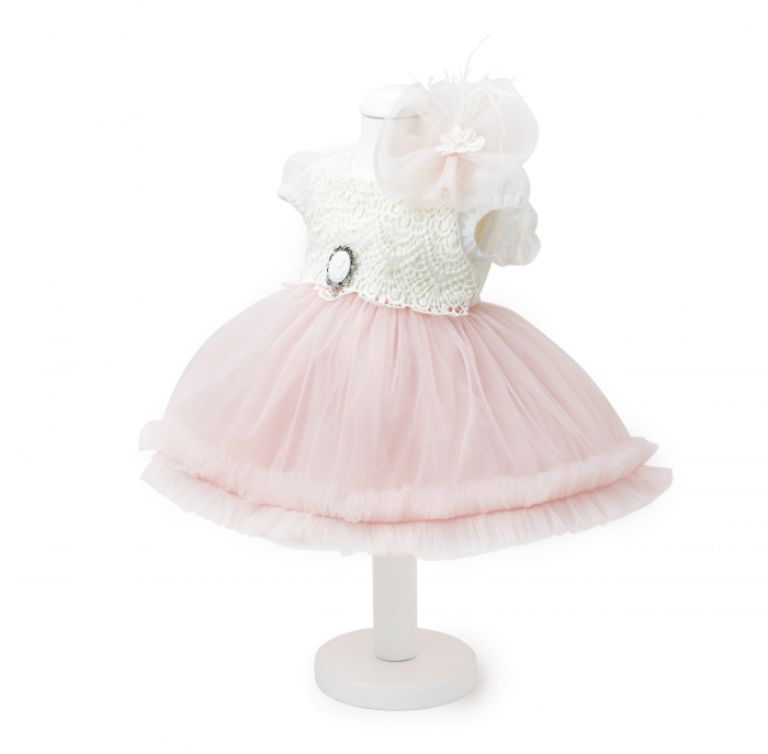 Rochie de Botez pentru Fetite, stil Printesa, roz pudra, TinTin Shop [1]