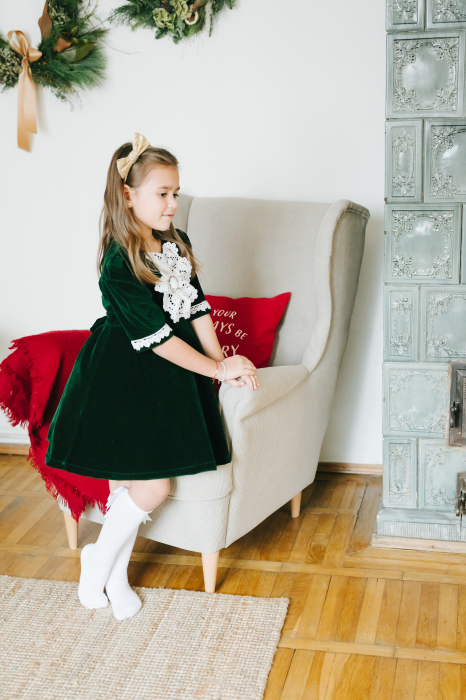 Rochie din catifea verdeTinTin Shop [3]