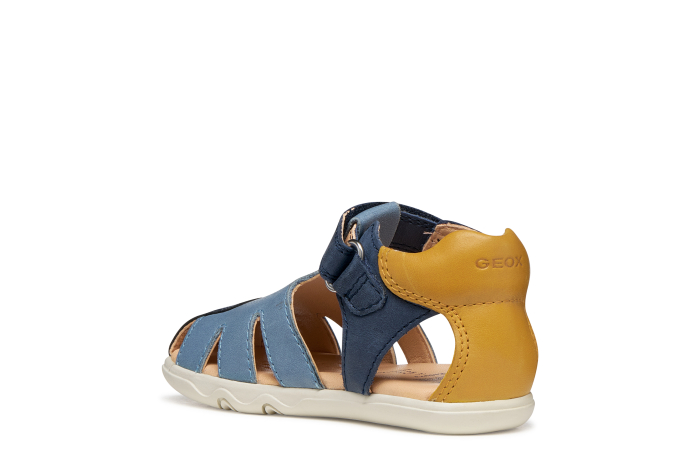 Sandale barefoot Geox primii pași piele naturală B656PC 000CL C0916 albastru cu bleu pentru baieti [2]