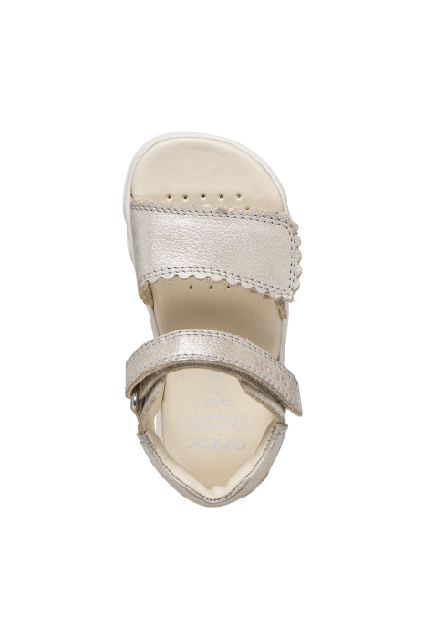 Sandale barefoot Geox primii pași piele naturală  B656QB 000CR C5000 ivoire sidefate pentru fete [3]