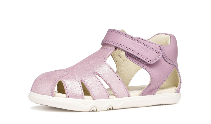 Sandale barefoot Geox primii pași piele naturală B656QA 0CR85 C8020 sidefate pentru fete [4]