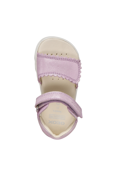Sandale barefoot Geox primii pași piele naturală B656QB 000CR C8020 lila sidefate pentru fete [4]