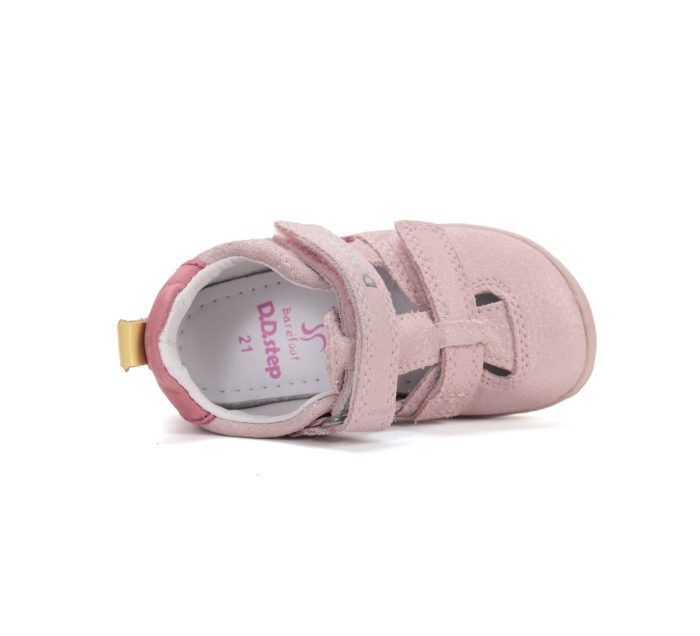 Sandale decupate barefoot DD Step primii pași piele naturală H077-61288C roz baby pentru fetițe [4]
