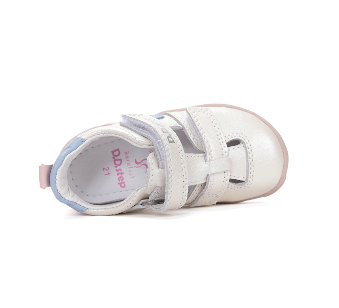 Sandale decupate barefoot DD Step primii pași piele naturală H077-61288C roz baby pentru fetițe [4]