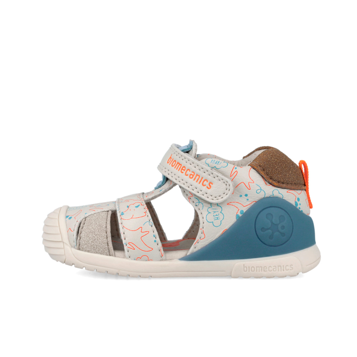 Sandale 262125-B695 din piele naturala, flexibile pentru baieti in culoarea crem [4]