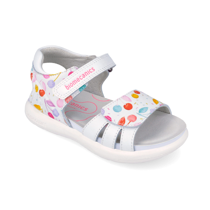 Sandale piele naturala pentru pentru fete 262205-A050 deschise, albe cu cirese [3]