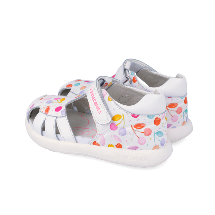 Sandale piele naturala pentru pentru fete 262202-A050, inchise, albe cu cirese [2]