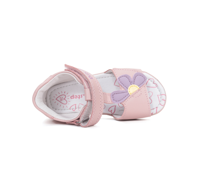Sandale din piele naturala, flexibile pentru primii pasi prindere in doua barete G111-61348 aramiu pentru fete [5]