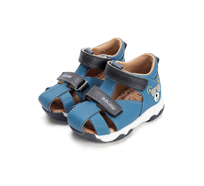 Sandale flexibile din piele naturala, inchise, albastre G064-61909B pentru baieti [7]