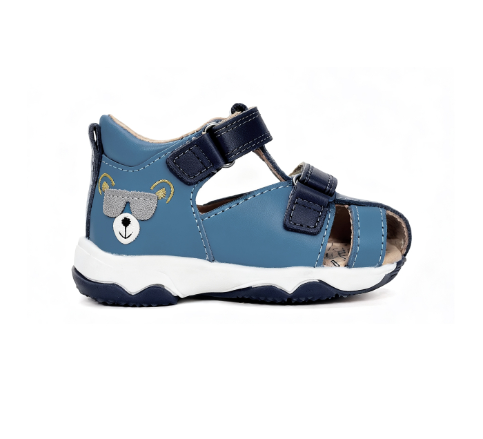 Sandale flexibile din piele naturala, inchise, albastre G064-61909B pentru baieti [4]