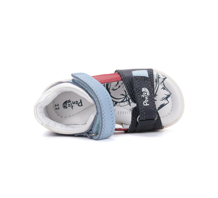 Sandale Supinate din piele naturala, pentru baieti, bleumarin, ajustare cu doua barete DA05-6-1884, Ponte [6]