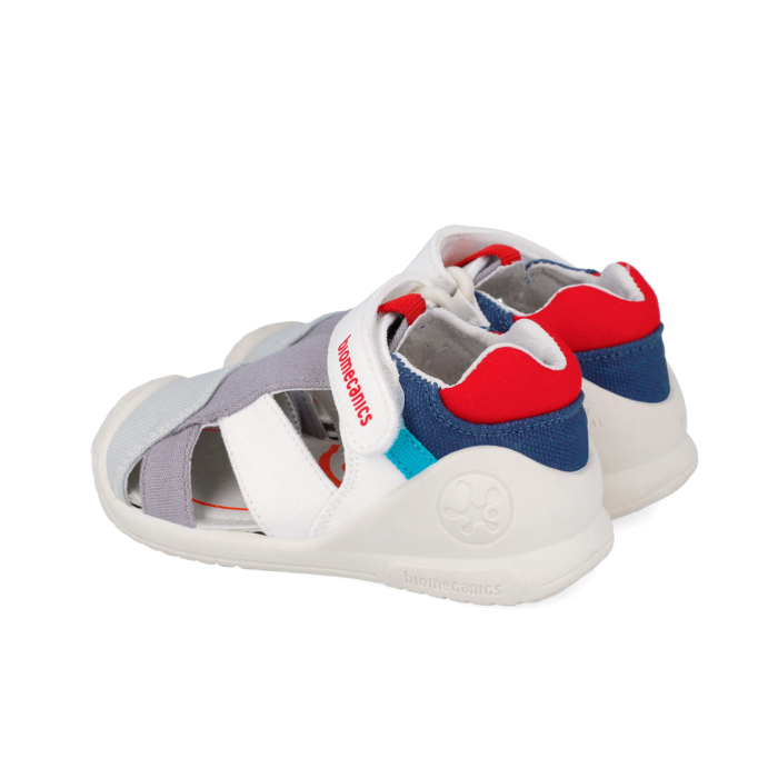 Sandale Textile Biomecanics 262186-B156  pentru baietii de culoare alb cu rosu [2]