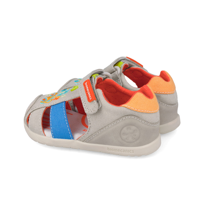 Sandale barefoot textile, inchise, bej, foarte flexibile 262198-B103 pentru baieti Biomecanics [2]