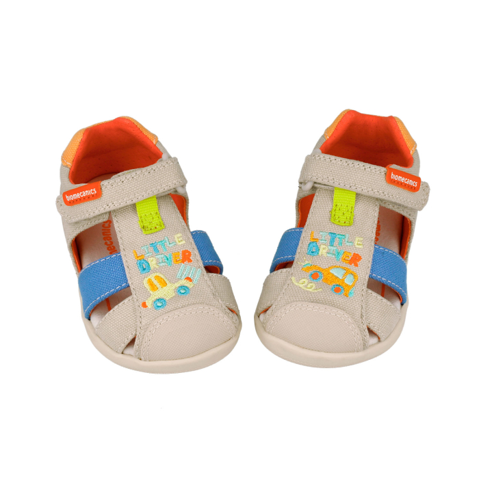 Sandale barefoot textile, inchise, bej, foarte flexibile 262198-B103 pentru baieti Biomecanics [5]