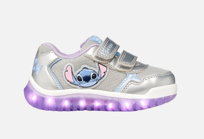 Sneakers cu Luminite Lightyloo GB6561C 0AJAS C1316 Stitch, Geox argintii pentru fete [8]