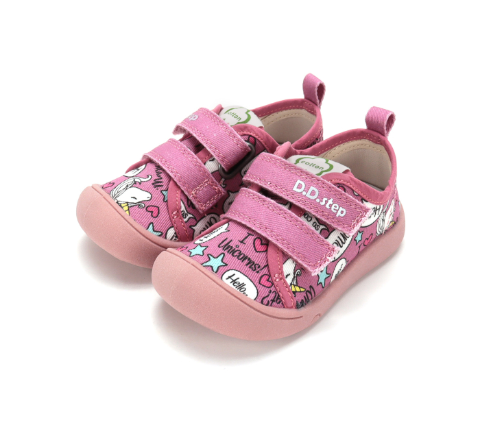 Pantofi textili barefoot hidrofobi D.D.Step roz cu unicorni pentru fete C100-62741 [6]