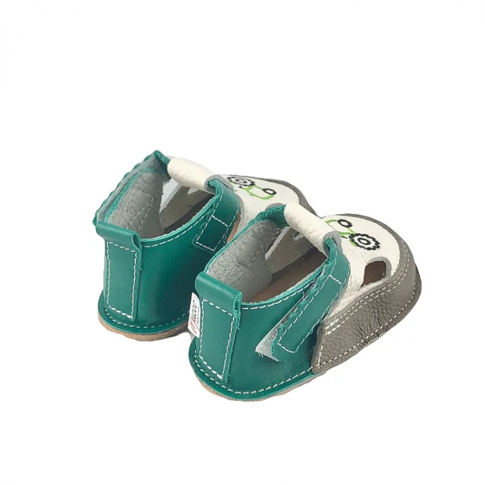 Sandale gri cu calcai verde si tractor, Macco [3]