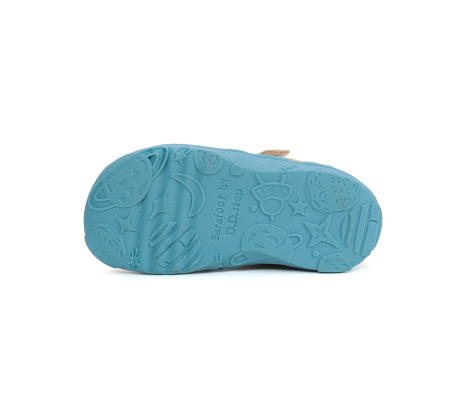 Sandale decupate barefoot DD Step primii pași piele naturală H077-61288F crem pentru baieti [5]