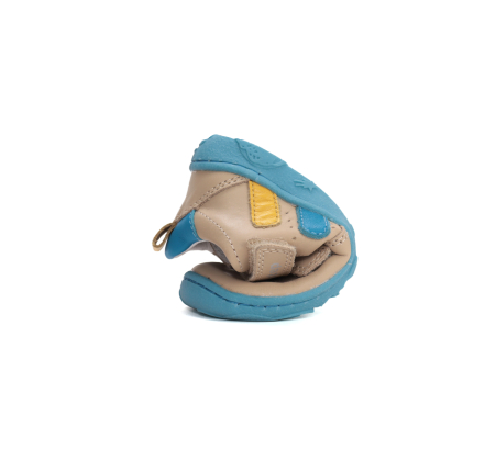 Sandale decupate barefoot DD Step primii pași piele naturală H077-61288F crem pentru baieti [6]