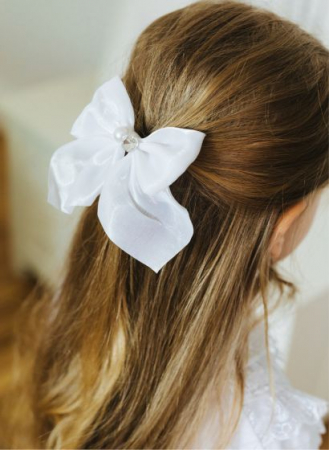 Agrafa de Par cu Funda Alba Mare si Perle [0]