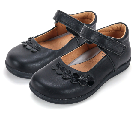 DD Step - Balerini fete D.D.Step H072-62472 negri din piele naturală pentru școală și serbări