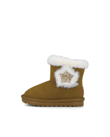 Cizme îmblănite barefoot Garvalin 261556-A127 maro și alb tip UGG masuri 24-30 [6]