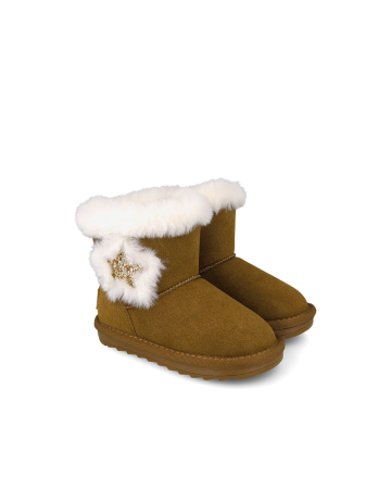 Cizme îmblănite barefoot Garvalin 261556-A127 maro și alb tip UGG masuri 24-30 [3]