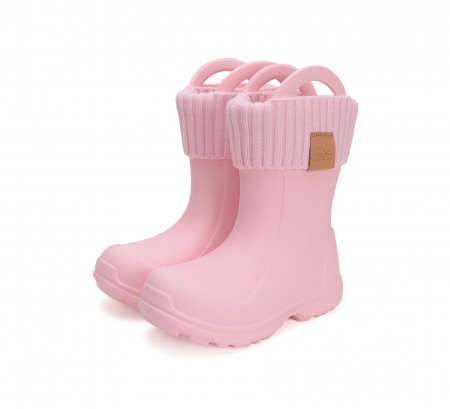 Cizme Baby Pink de Ploaie cu Manere si Ciorapel Detasabil, DD Step [4]