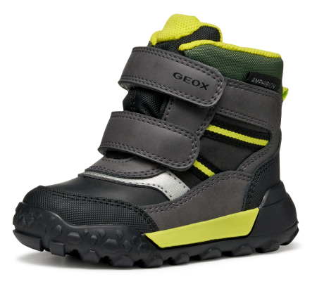 Branduri - Ghete impermeabile Geox Trekkyup ABX B566LD-0MEBC-C9299, negre cu verde fluorescent baieti