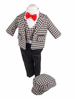 Costum alb cu pantaloni albaștri în carouri, TinTin Shop [0]